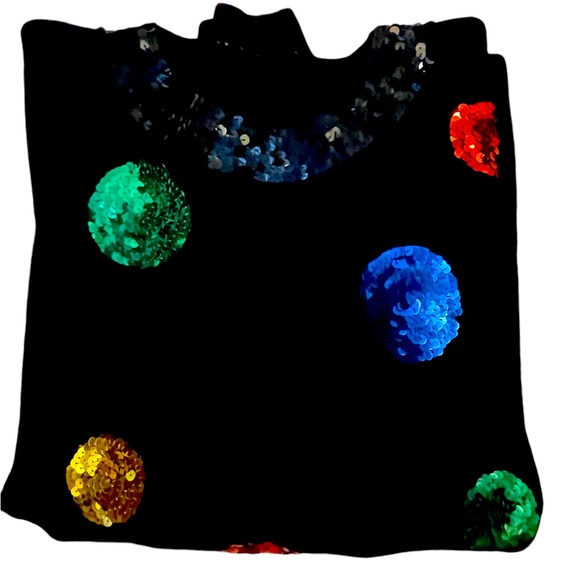 Karen Scott Christmas sweater/size 1X women’s Plus size/black/vibrant/sequined - Picture 2 of 8